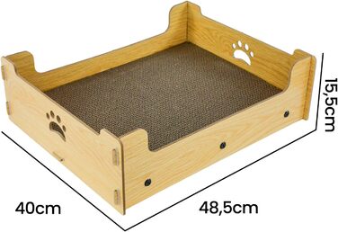 Килимок-кіготь для котів з гофрокартону, великий, XXL, жовто-білий, 48,5x40x15,5 см