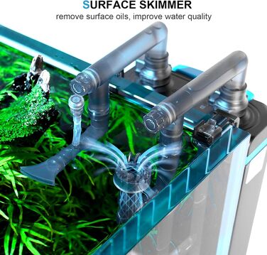 Фільтр для акваріума FZONE Aquarium-Rückfilter 4-ступеневий для міні та нано акваріумів, 106 GPH, з регулюванням потоку та насадкою-дощом (L)