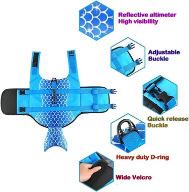 Спасальний жилет для собак Izefia: блакитний, з ручками, для цуценят та великих собак