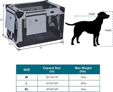 Складаний бокс для собак Ownpets L 81x58.4x58.4 см, переноска з водонепроникної тканини, з додатковою сумкою для зберігання