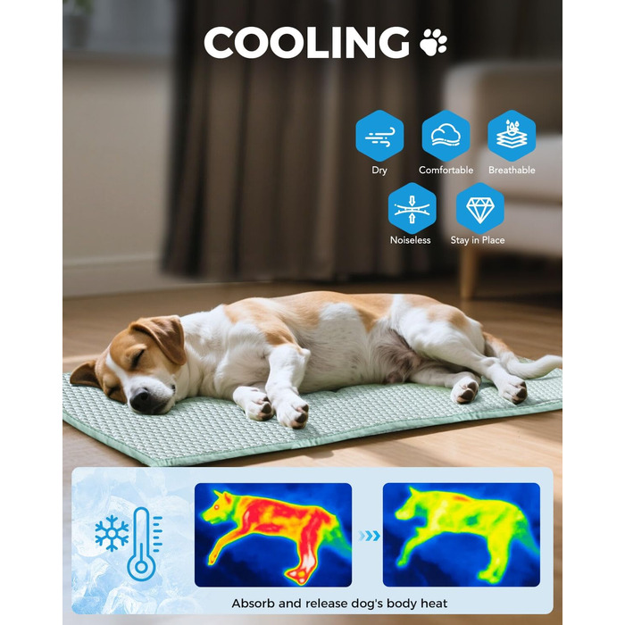 Килимок охолоджуючий для собак Lekereise, 157x206 см, зелений (миючий)