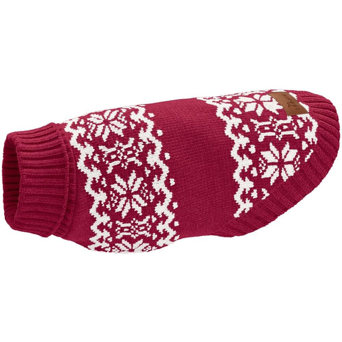 Пуловер для собак Hunter BIRKA, теплий в'язаний пуловер з м'якого жакардового полотна, з коміром-горловиною та норвезьким візерунком, можна прати в пральній машині при 30°C, червоний, розмір 55