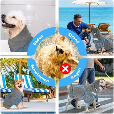 Рушник для собак SowTon - надпоглинутий, сірий (L)