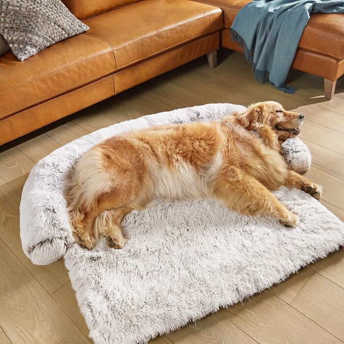 М'яке ліжко для собак з плюшу, ковзаюча, знімний чохол, миється, для маленьких та середніх собак, коврик для собак, лежанка для домашніх тварин, світло-коричневий, 60 x 55 x 10 см