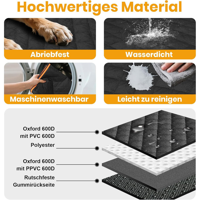 Захист для заднього сидіння авто для собак, 600D, водовідштовхувальний, стійкий до подряпин, з боковими захистами та оглядовим вікном, універсальний, для собак