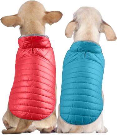 Зимова куртка для собак - тепла, водонепроникна жилетка з наповнювачем, світловідбиваюча, для осені/зими (XL, червоний + синій)