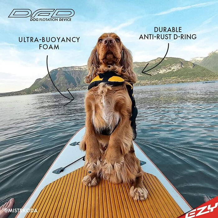 Рятувальний жилет для собак EzyDog DFD, регульований, з ручкою і світловідбивачами, розмір M, жовтий