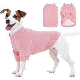 Теплий пуловер для собак з коміром FUAMEY, м'яка сорочка для маленьких собак, термо-світшот для цуценят з отвором для повідка, зручний халат, фліс, зимовий одяг, для Звергшпіца, Чихуахуа (Рожевий, S)