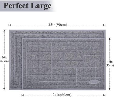 Килимок для котячого туалету VIVAGLORY, 90x60 см, сірий. Килимок для котячого лотка, миється, підкладка, сірий, 90x60 см