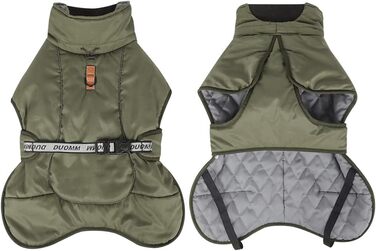 Водонепроникний теплий зимовий теплий жилет для собак середніх та великих порід з отвором для шлейки, світловідбиваючими смугами, зелений, 4XL