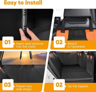 Автоматичний килимок для собак у машину BugyKido, захист заднього сидіння, водонепроникний, анти-царапин, до 180 кг