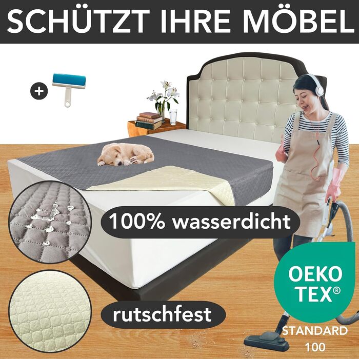 Водонепроникний плед для собак з роликом для ворсу, антиковзаюча ковдра для тварин на диван, машинне прання, 210 x 130 см, темно-сірий