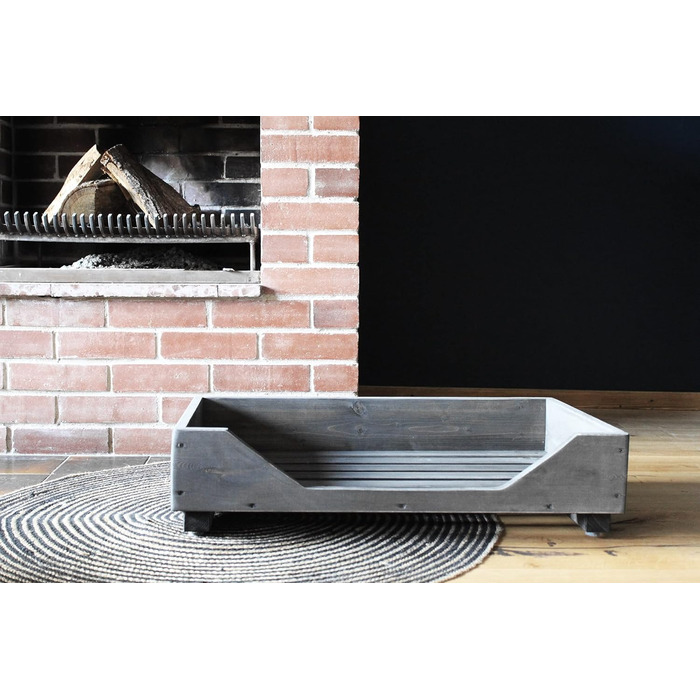 Ліжко для собак Dekorie з масиву хоза - 60-110 x 40-60 см - чорний кошик/софа для собак та котів (vintage)