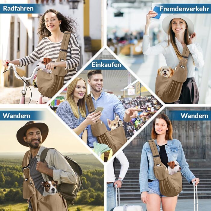 Сумка-переноска для собак SlowTon, водонепроникна, з регульованим плечовим ременем та передньою кишенею, L (для тварин 4,5-7,2 кг)