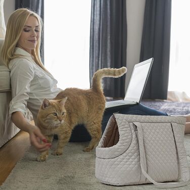 Сумка-переноска для собак | Галєтея з бавовни для маленьких собак – зимова переноска для собак, портативна та легка для кошенят, цуценят та котів, світло-сіра