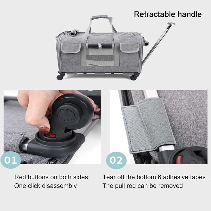 Трансформер-переноска для тварин на колесах, переноска для собак та котів, блакитна, з телескопічною ручкою, для подорожей