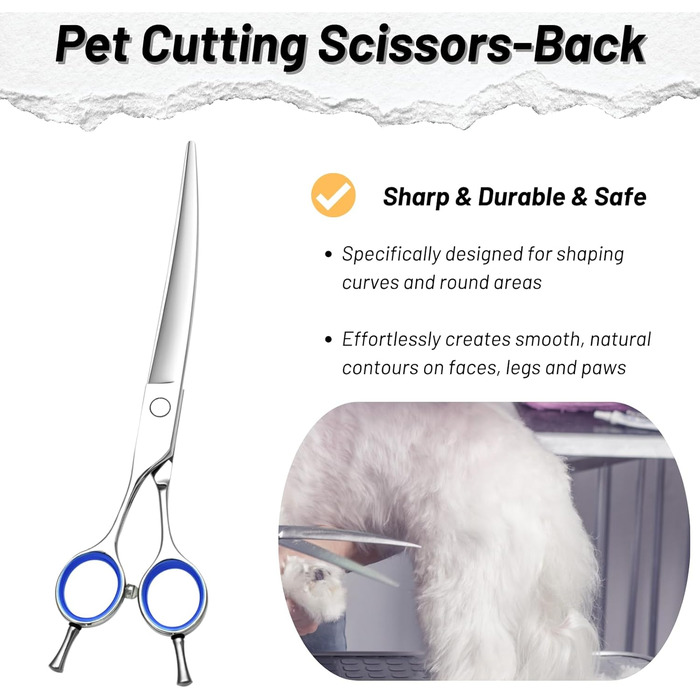 Професійна ножиця для грумінгу собак та котів, 7 дюймів, 30° нахил, сталь VG10, безпечна тупа накінечник