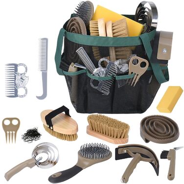 Набір для догляду за конем TERPUP, 13 предметів: щітки, стріжки, органайзер. Ідеальний подарунок для вершників та початківців.