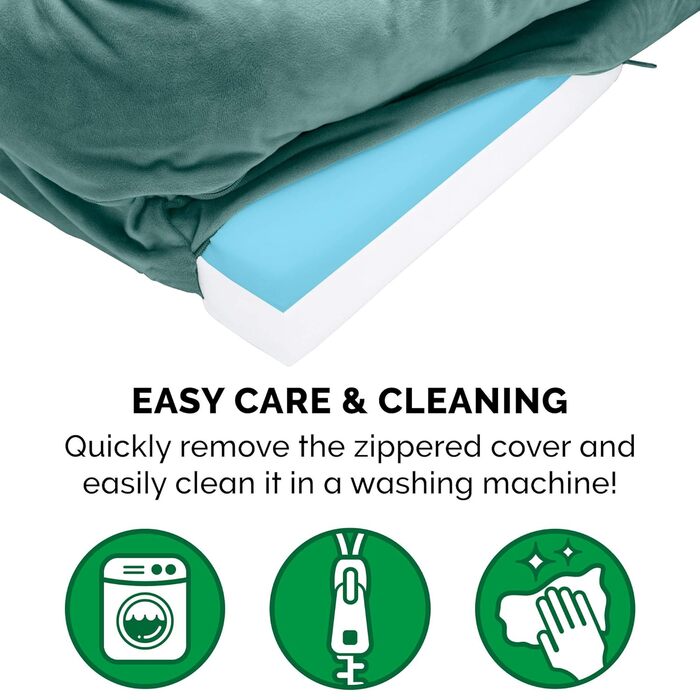 Охолоджуване ліжко для собак Furhaven з гелевим наповнювачем, середнього та малого розміру, з знімними валиками для шиї та знімним чохлом, для собак до 15,9 кг – плюшеві та оксамитові хвилі, ідеальне комфортне ліжко-софа, колір Селадоновий, розмір L 76 x 