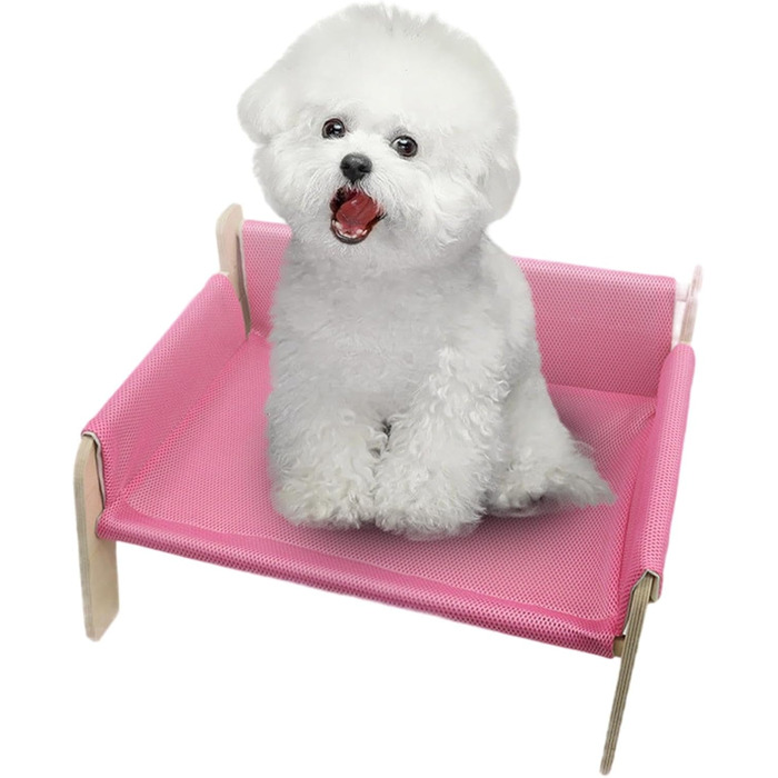 Підвищене ліжко для тварин з дерев'яним каркасом, софа для котів знімний чохол, стабільне підвищене ліжко для собак, софа для собак з дерев'яним каркасом, підвищене ліжко для собак маленьких порід, меблі для тварин з натурального дерева, рожевий колір