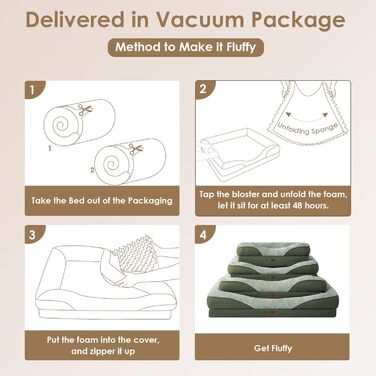 Ортопедичне ліжко для собак середніх порід, 91x68x17.5 см, Memory Foam, водонепроникне, з 4 бортиками, антиковзаюче, зелене