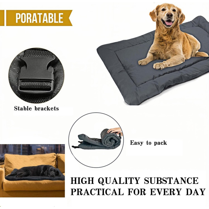 Водонепроникний килимок для собак, 90х60 см - портативне ліжко/матрац для маленьких, середніх та великих тварин. Підходить для подорожей, кемпінгу, авто, переноски та дому.