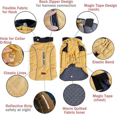 Тепла жилетка для собак TFENG з відбиваючими елементами, розмір XL, помаранчевий колір