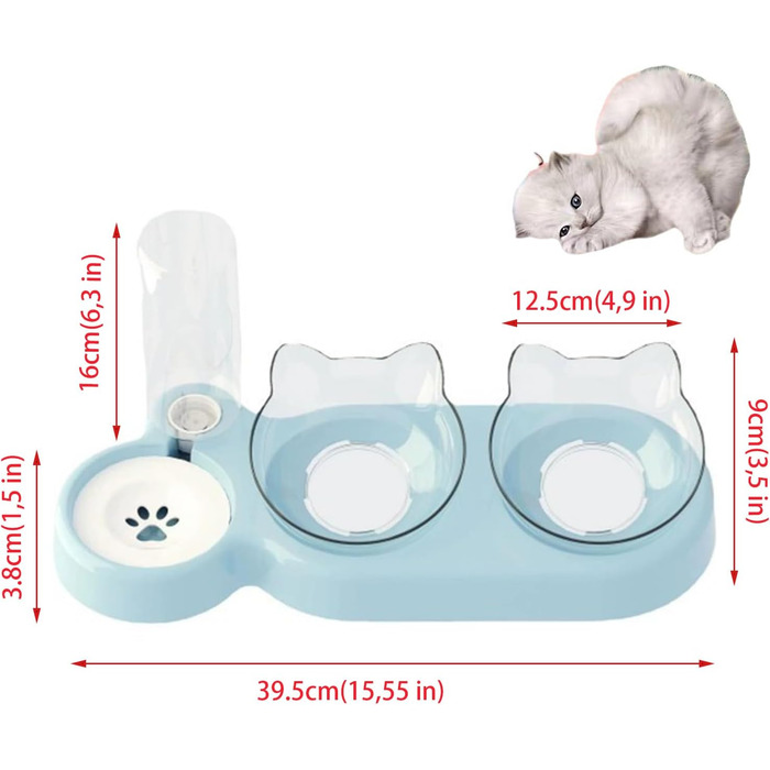 Автоматичний поїльник для котів та собак | Набір мисок з водопоїнням | Безпечний, знімний, BPA-Free (Блакитний)