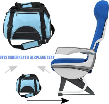 Зручна переноска для собак, котів та цуценят Dotala, складна, схвалена авіаперевізниками, блакитна, розмір S (40x20x30 см)