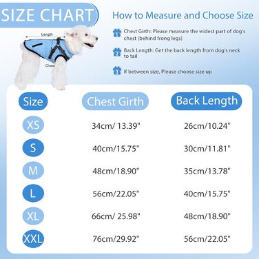 Водонепроникний зимовий одяг для собак Poseca з інтегрованим нашийником, теплий, для маленьких, середніх та великих собак, блакитний