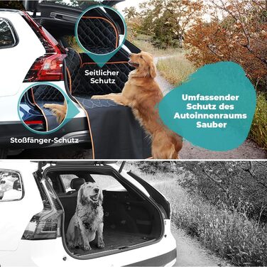 Захисна підстилка для багажника автомобіля KYG для собак, стежка захисна підстилка та ковдра для собак з захистом бокових панелей та краю завантаження – Водонепроникна, стійка до подряпин, для автомобіля та універсалу, Extra Long, 110x215 см