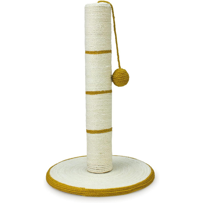 Кігтеточка для котів ARQUIVET з м'ячиком - біла та золота, 30x30x46 см, іграшка для котів