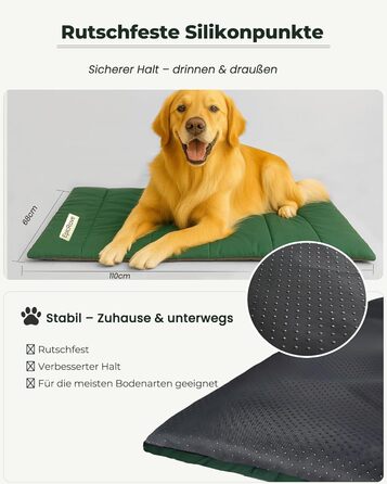 Килимок для собак у подорож – водовідштовхувальний, неслизький та пральний, 110х68 см. Килимок для собак на вулицю, у машину та в подорожі (Зелений)