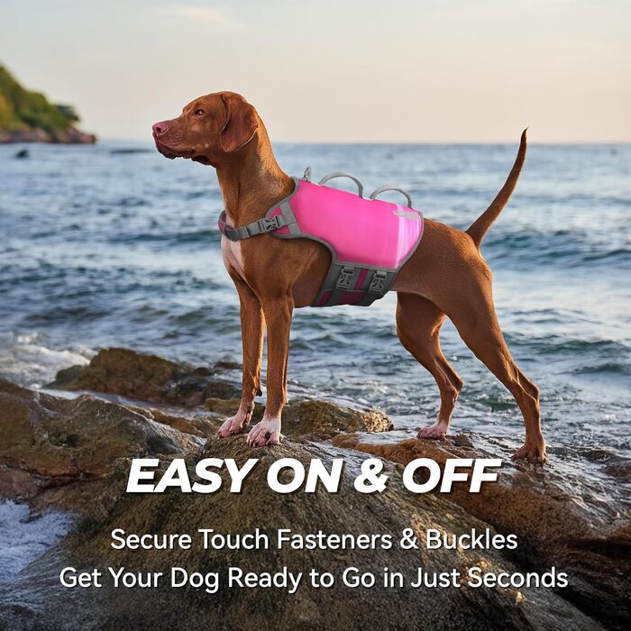 Жилет рятувальний для собак VIVAGLORY Neoprene, S, рожевий (обхват грудей до 86 см)
