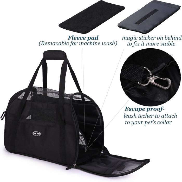 Транспортна переноска для тварин: для собак та котів Comfort Airline, чорна