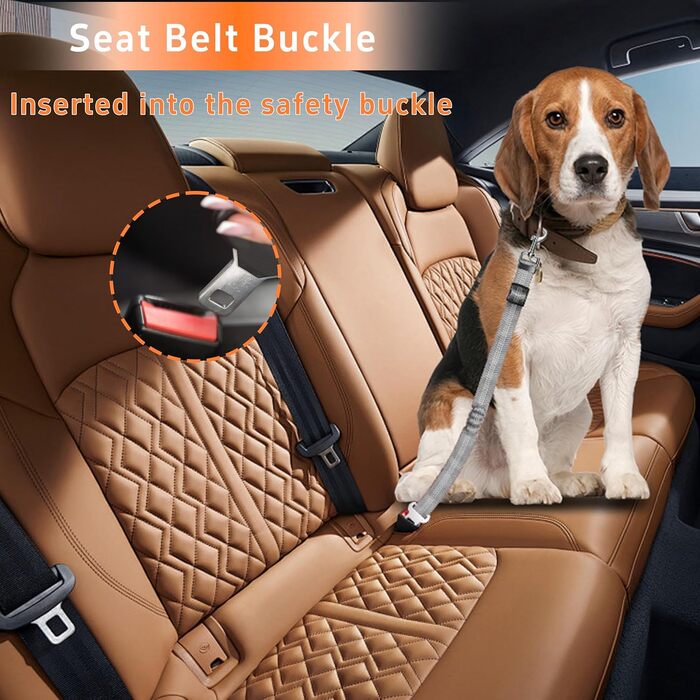 Автомобільний нашийник-пояс для собак Seyezo з автофіксатором, 3 шт. в наборі, регульований, світловідбиваючий, для кріплення до підголівника, рожевий (сірий)