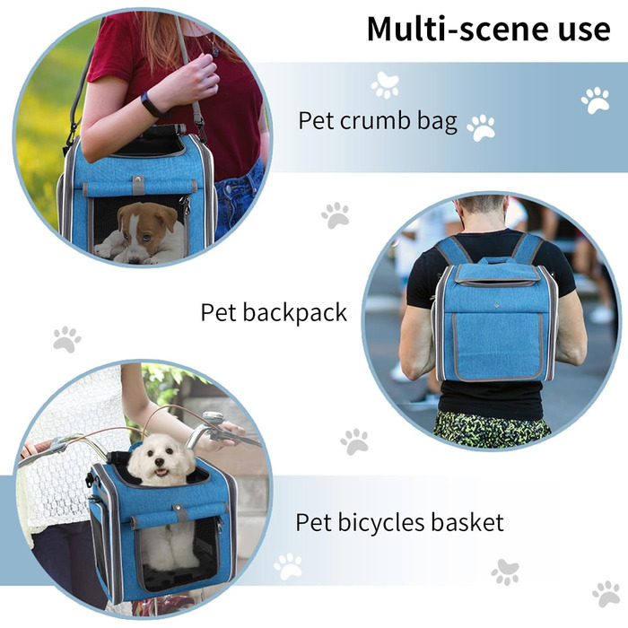 Рюкзак для собак - переноска на велосипед, регульована, з вентиляцією | легкий, безпечний транспорт для собак під час подорожей, прогулянок, їзди на велосипеді, щоденних поїздок