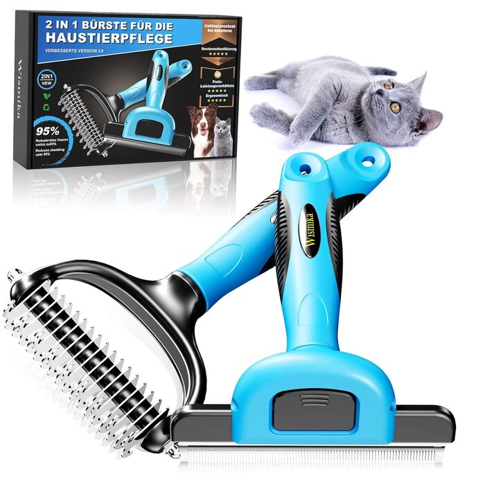 Двостороння щітка для вичісування підшерстка котів та собак | Для середніх та великих порід | З нержавіючої сталі