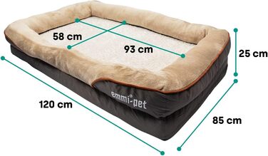 Ортопедичне ліжко для собак Emmi-pet, велике, 120x85x25 см, м'яке та зручне, нековзне, дихаюче, пране, адаптується до форми тіла