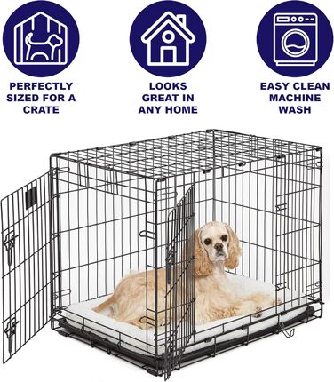 Кругле ліжко для собак QuietTime від Midwest Homes for Pets, біле флісове, м'яке, для переносок 61 см, для маленьких порід, L 53 x 7 x 42 см