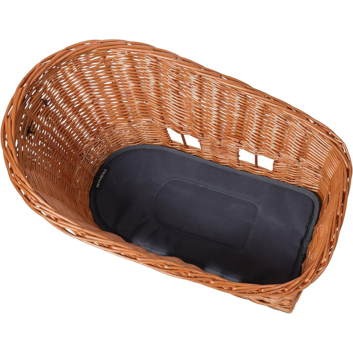 Кошик для собак Basil Pasja MIK L, 38 л, задня частина, ручної роботи з лози, знімний, з адаптерною платформою MIK, знімний, з килимком, для велосипедних подорожей з собакою