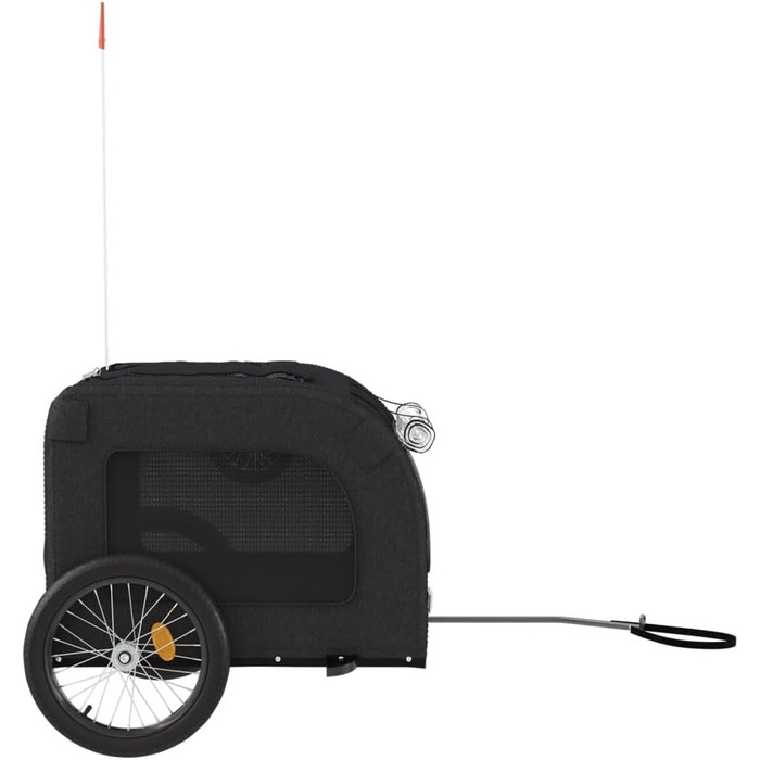 Фургон для собак VidaXL - чорний, 45 кг, з прапором та відбивачами, 69 x 133.5 x 73.5 см