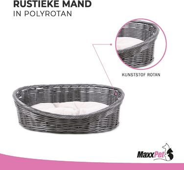 Лежак для собак і котів MaxxPet з подушкою, круглий, 70x53x23 см, антрацит