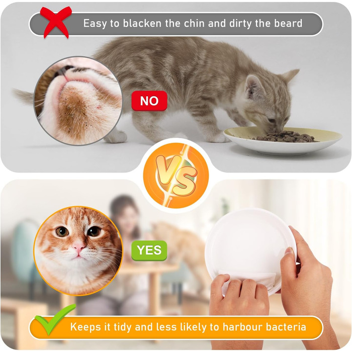 Набір мисок для котів 2 шт. з кераміки з підставкою з бамбука та силіконовим килимком - 2 x 400 мл