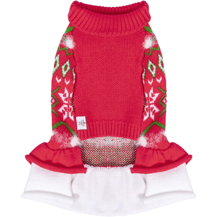 Теплий зимовий одяг для собак CuteBone: рожевий пуловер з рюшами для маленьких та середніх собак, з отвором для повідка, DS85L-DE L