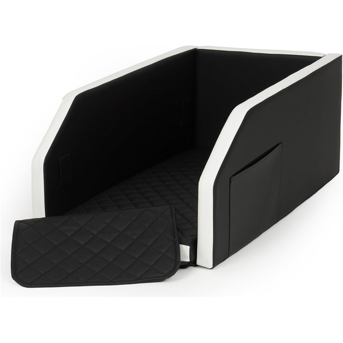 Автоматичне ліжко для собак у авто, 55x100 см, чорно-біле. Модульне ліжко-сидіння для собак у машину.