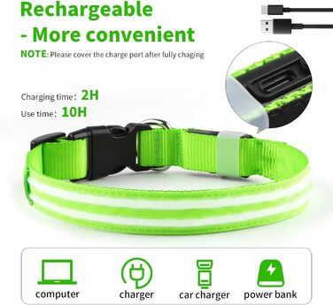 Світлодіодне нашийник для собак Leuchthalsband - світловий нашийник для собак, водонепроникний, 3 режими світіння, підходить для собак маленьких, середніх та великих порід