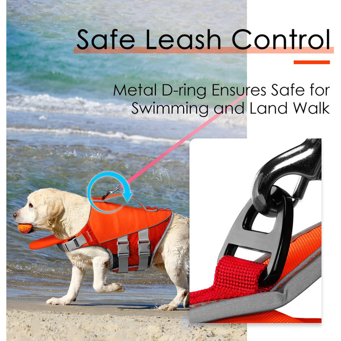 ThinkPet Жилет рятувальний для собак, світловідбиваючий, з регулюванням, поплавці (Оранжевий, Червоний, Розмір S)