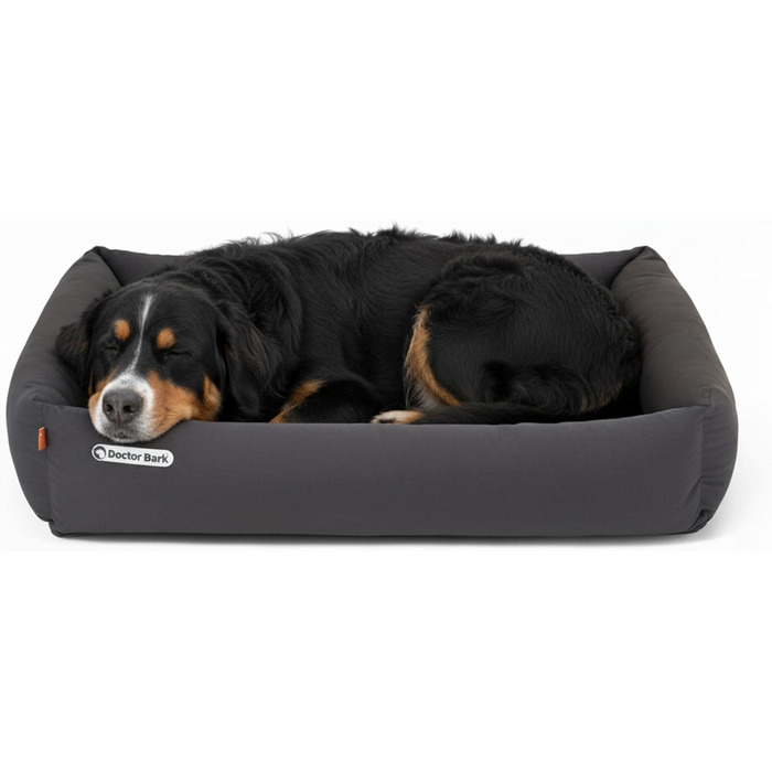 Ортопедичне ліжко для собак Doctor Bark - велике (XXL, 110x100 см) з м'якою підстилкою, сіре, миється до 95°C, гігієнічне