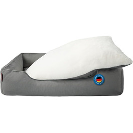 Лягу для собак середніх та великих порід Zedelmaier, 90х68х19 см: зносостійкий кошик, товсте ліжко, миється, водонепроникна, сірий колір.